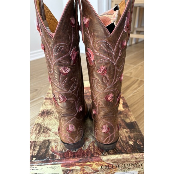 Old Gringo Abby Rose Floral Leather Embroidered Cowboy Boots 6 Western Rodeo - Picture 3 of 16